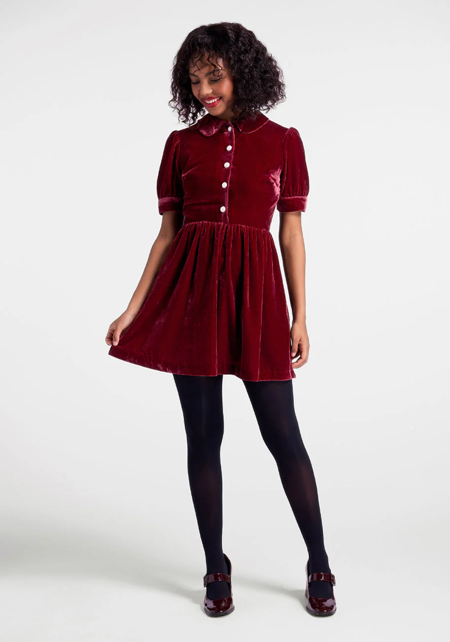 Such A Stunner Velvet Shirt Dress - Olabens