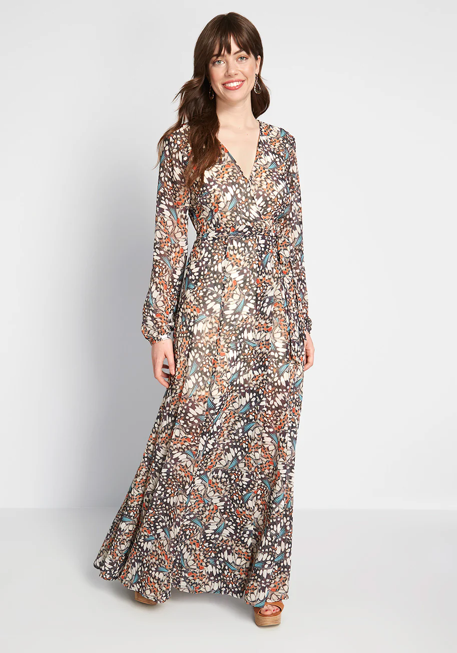 Flutter Perfection Maxi Wrap Dress - Olabens