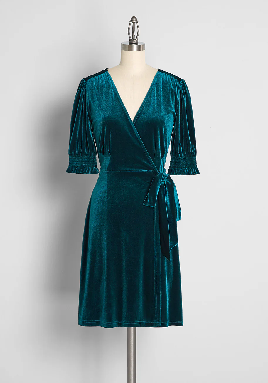Wrapped in Elegance Velvet Mini Dress - Olabens
