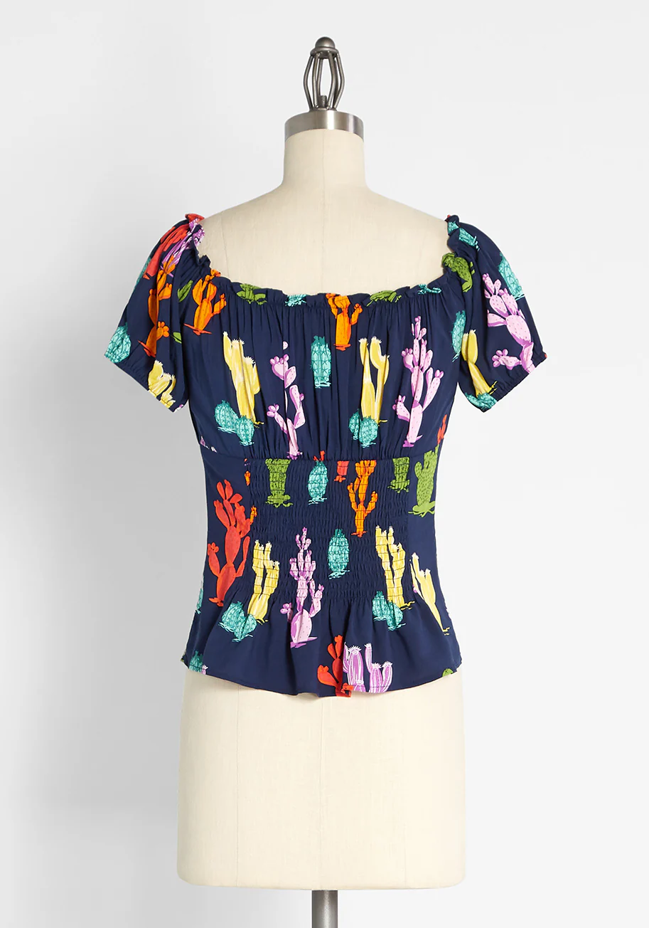 Isnyt x Collectif Caught Up in the Cacti Off-Shoulder Top - Olabens