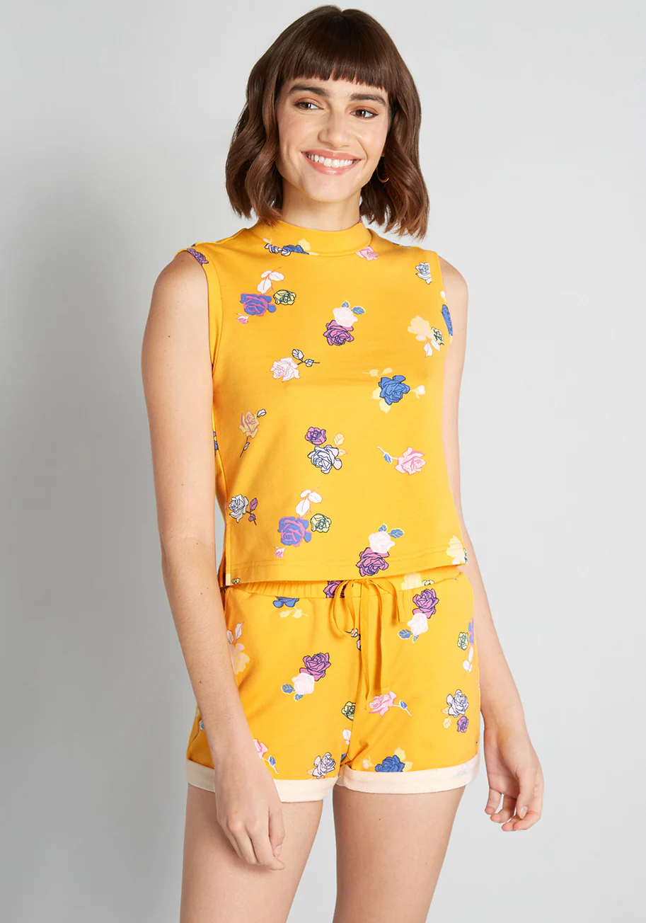 Lounging Amongst the Roses Sleeveless Top - Olabens