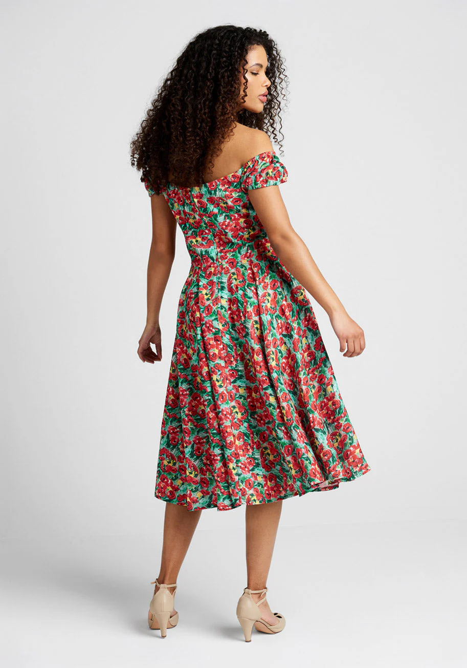 Sheen of Spring Fit And Flare Dress - Olabens