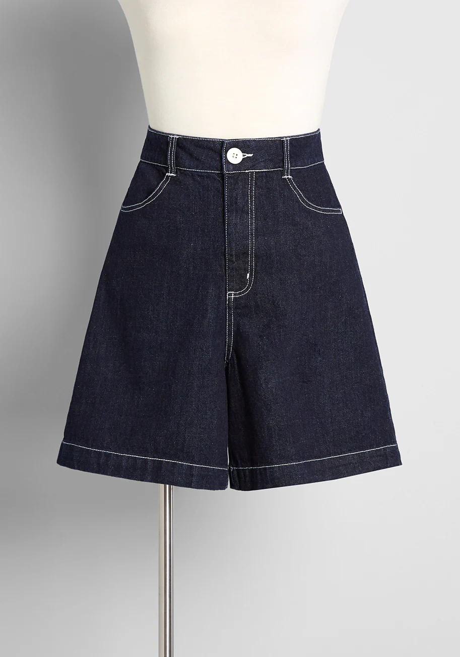 Cheeky Cherries High-Rise Denim Shorts - Olabens