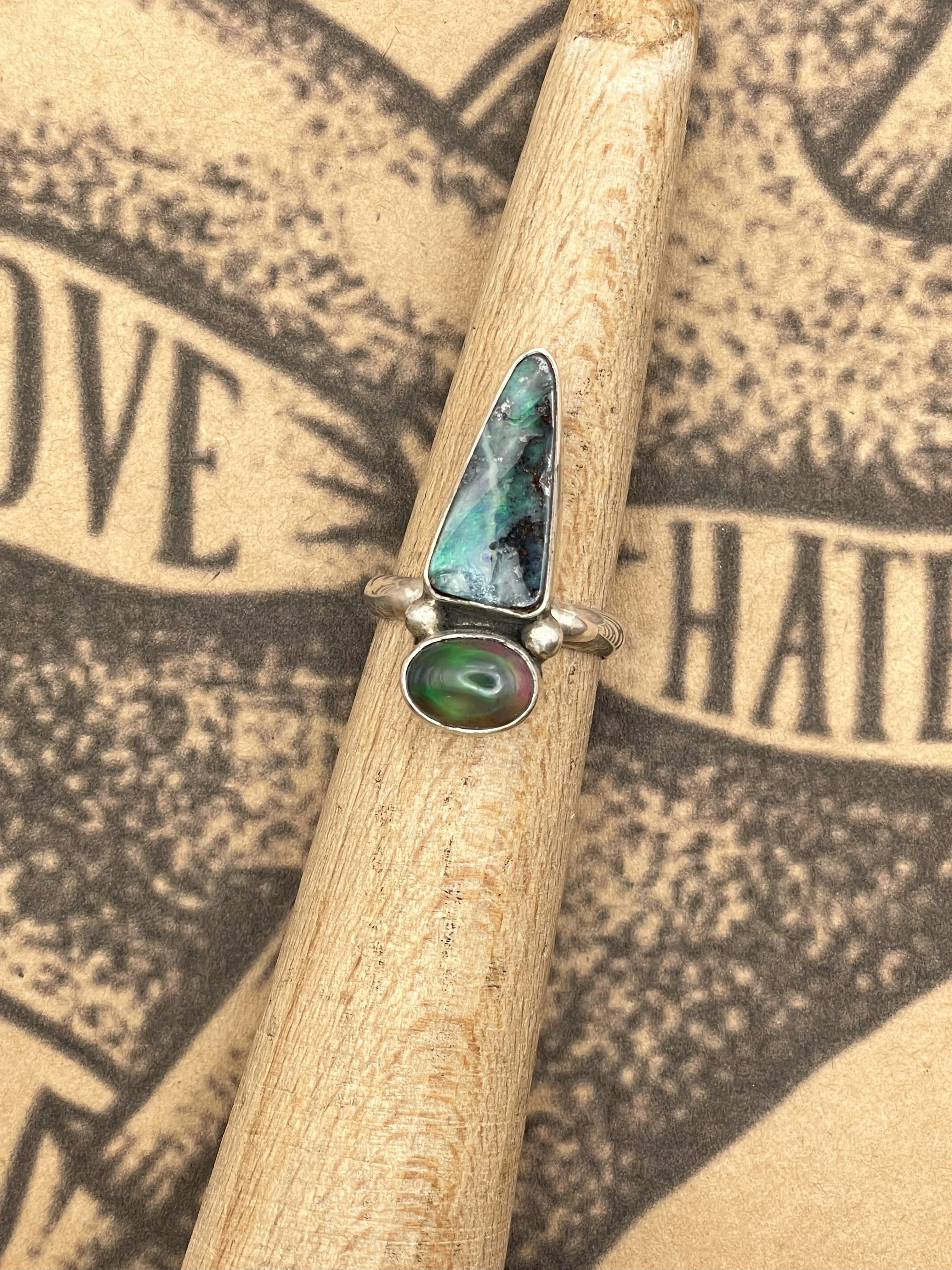 Sterling Silver Boulder Opal Ring - Olabens