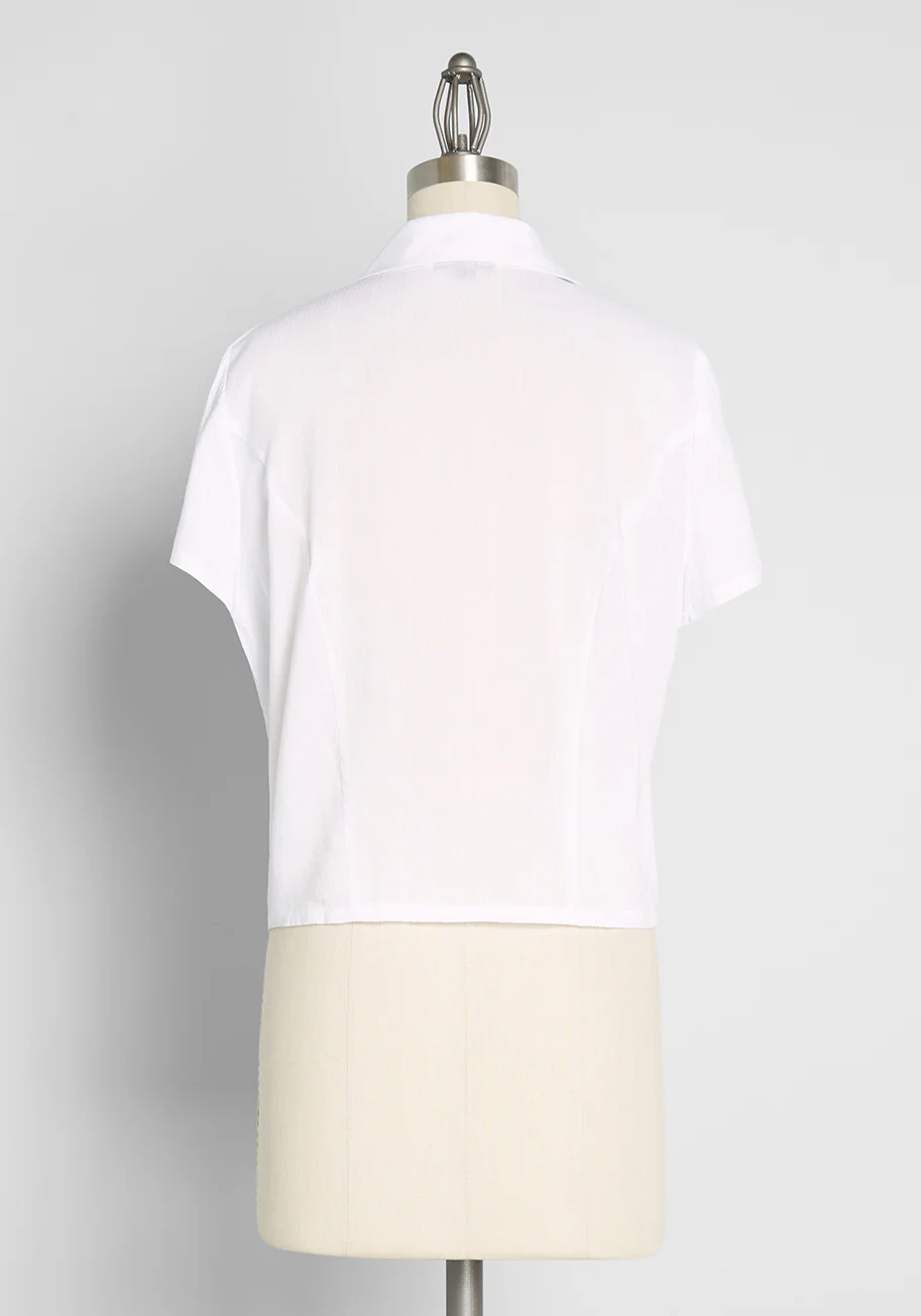 Strawberry Sunrise Embroidered Button-Up Blouse - Olabens