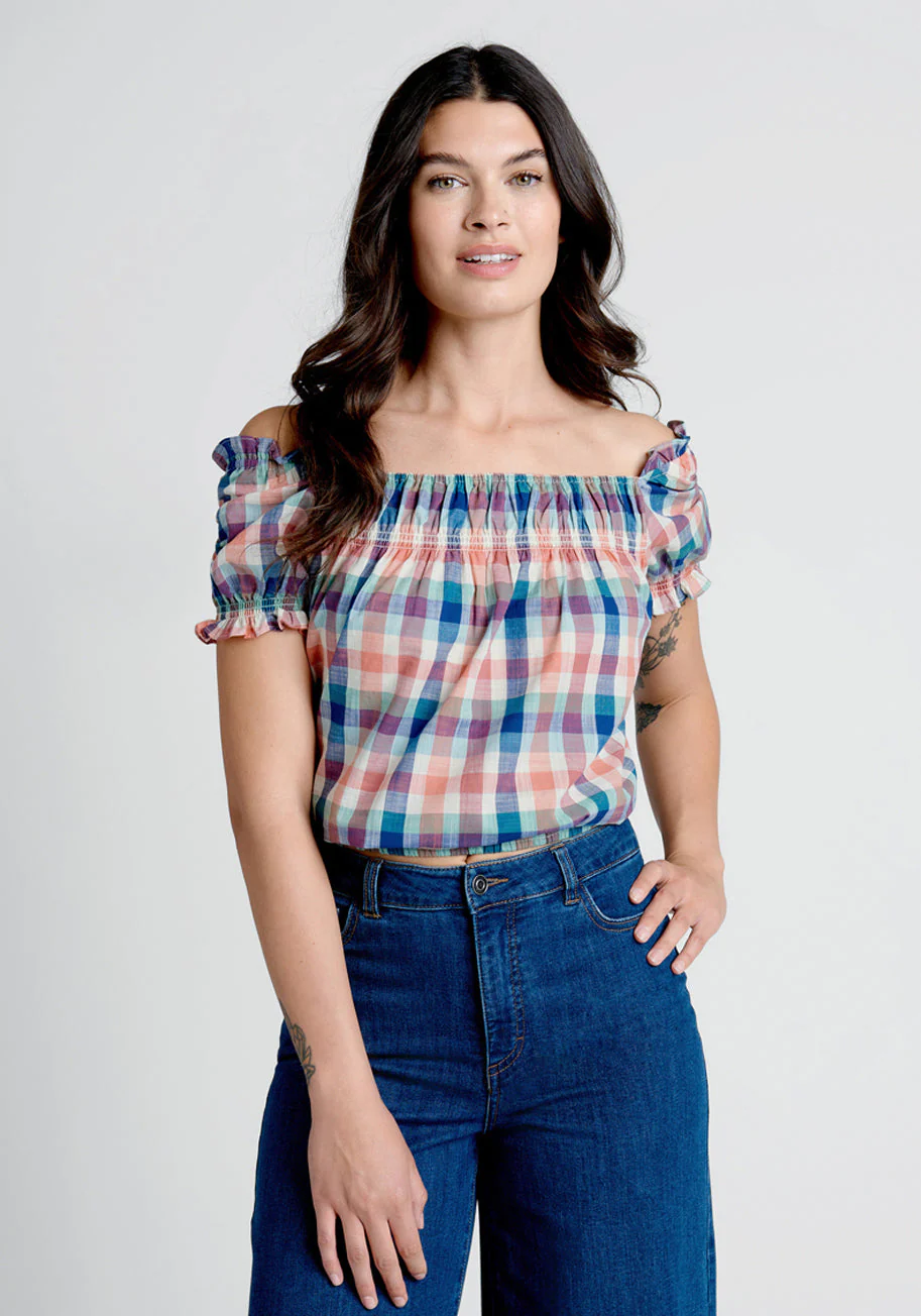 Smocked Crop Top Summer Madras - Olabens