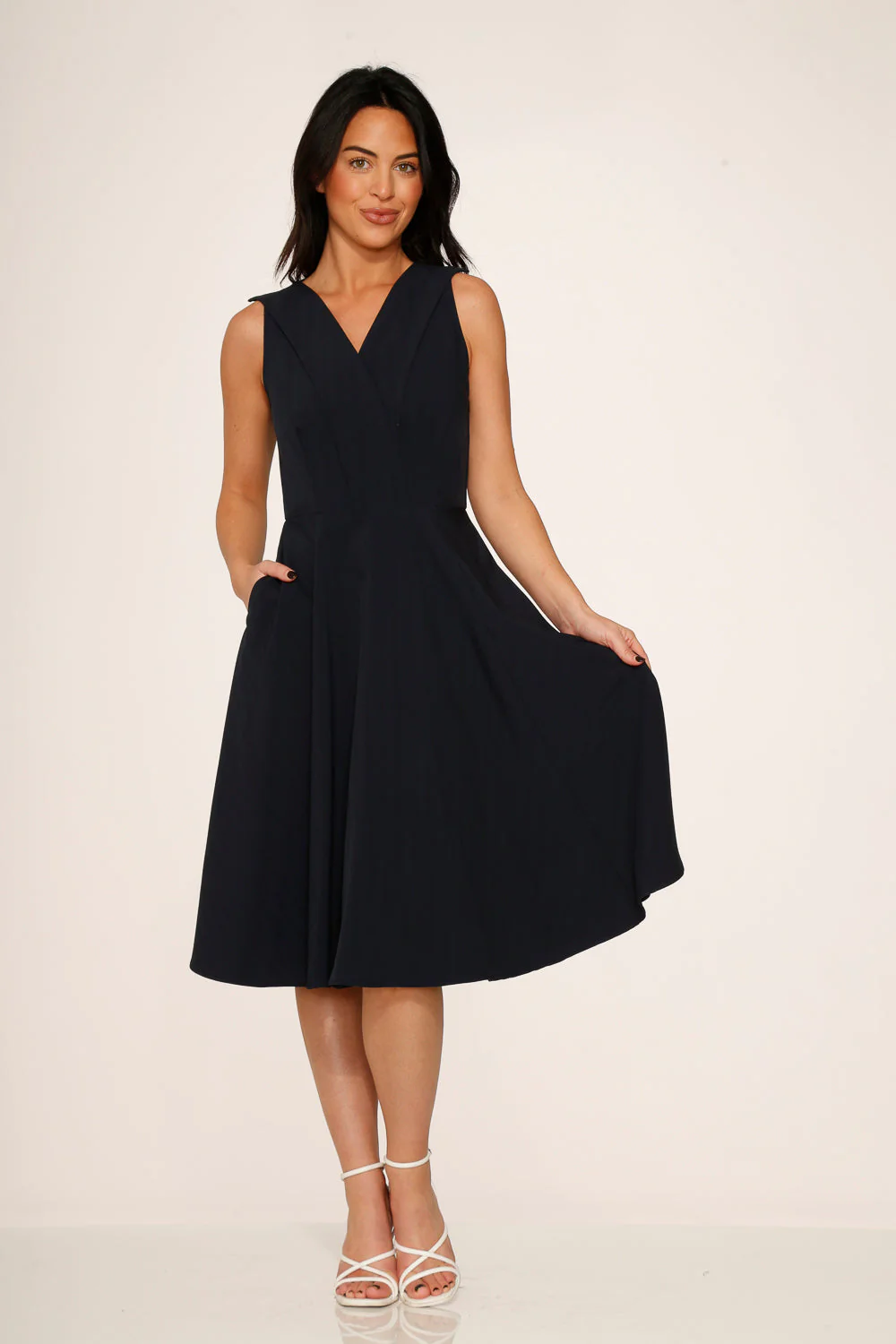Navy Blue Swing Dress - Olabens