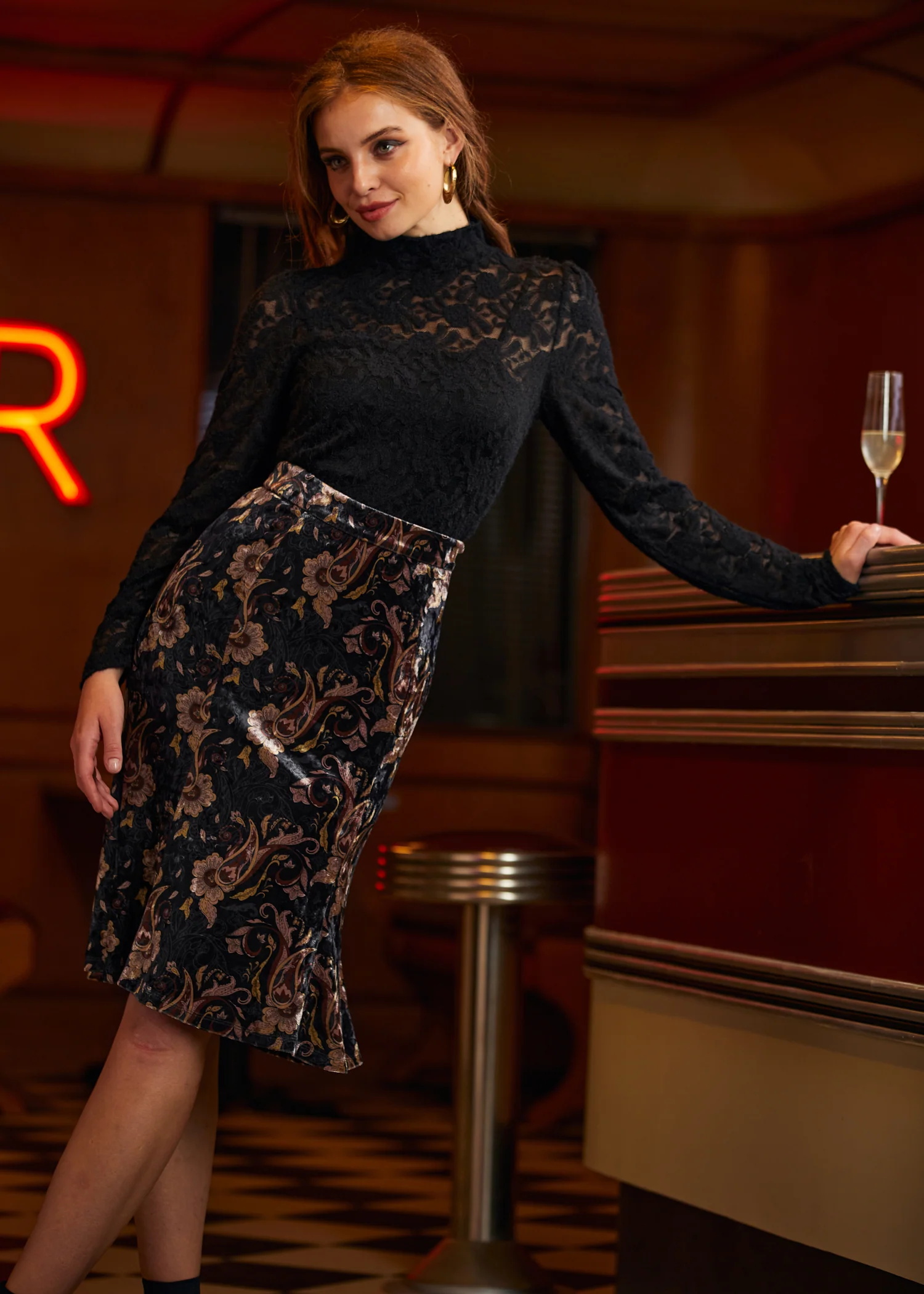 Sugar and Spice Spice Fishtail Midi Skirt - Olabens