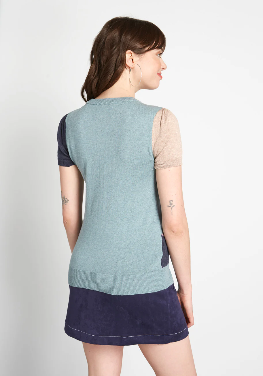 Masterful Mosaic Short Sleeve Sweater - Olabens