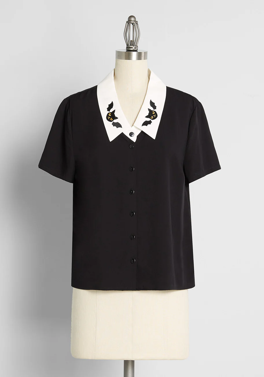 Isnyt x Dangerfield Feline Fusion Button-Up Top - Olabens