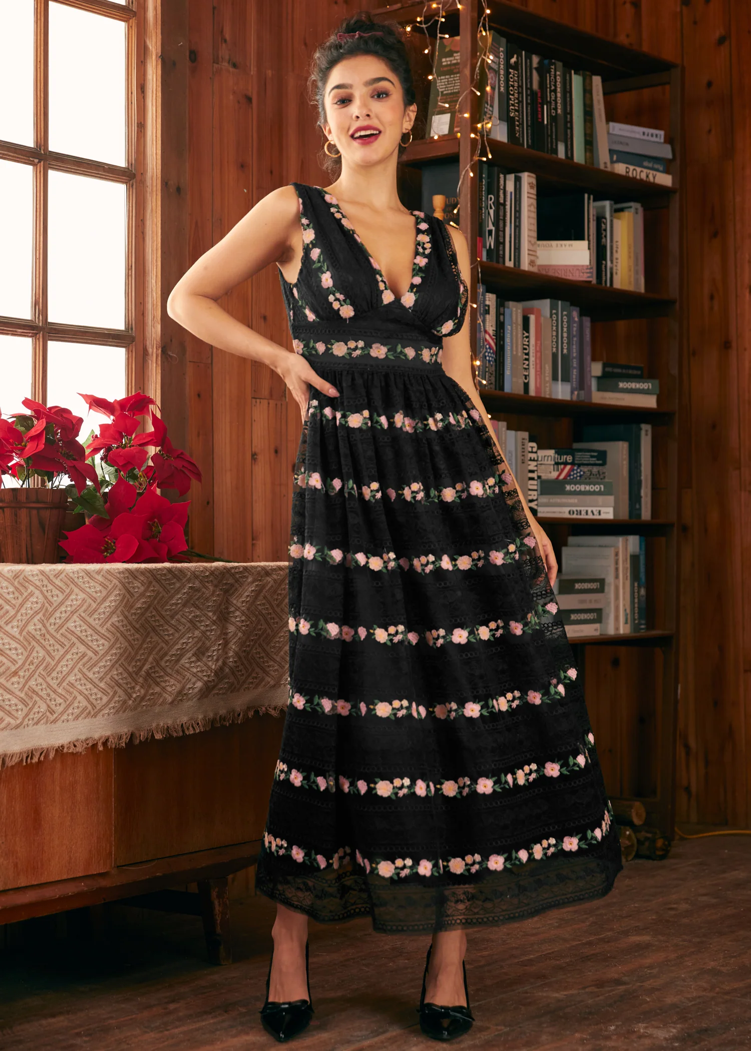 Enchanted Evening V-Neck Maxi Dress - Olabens