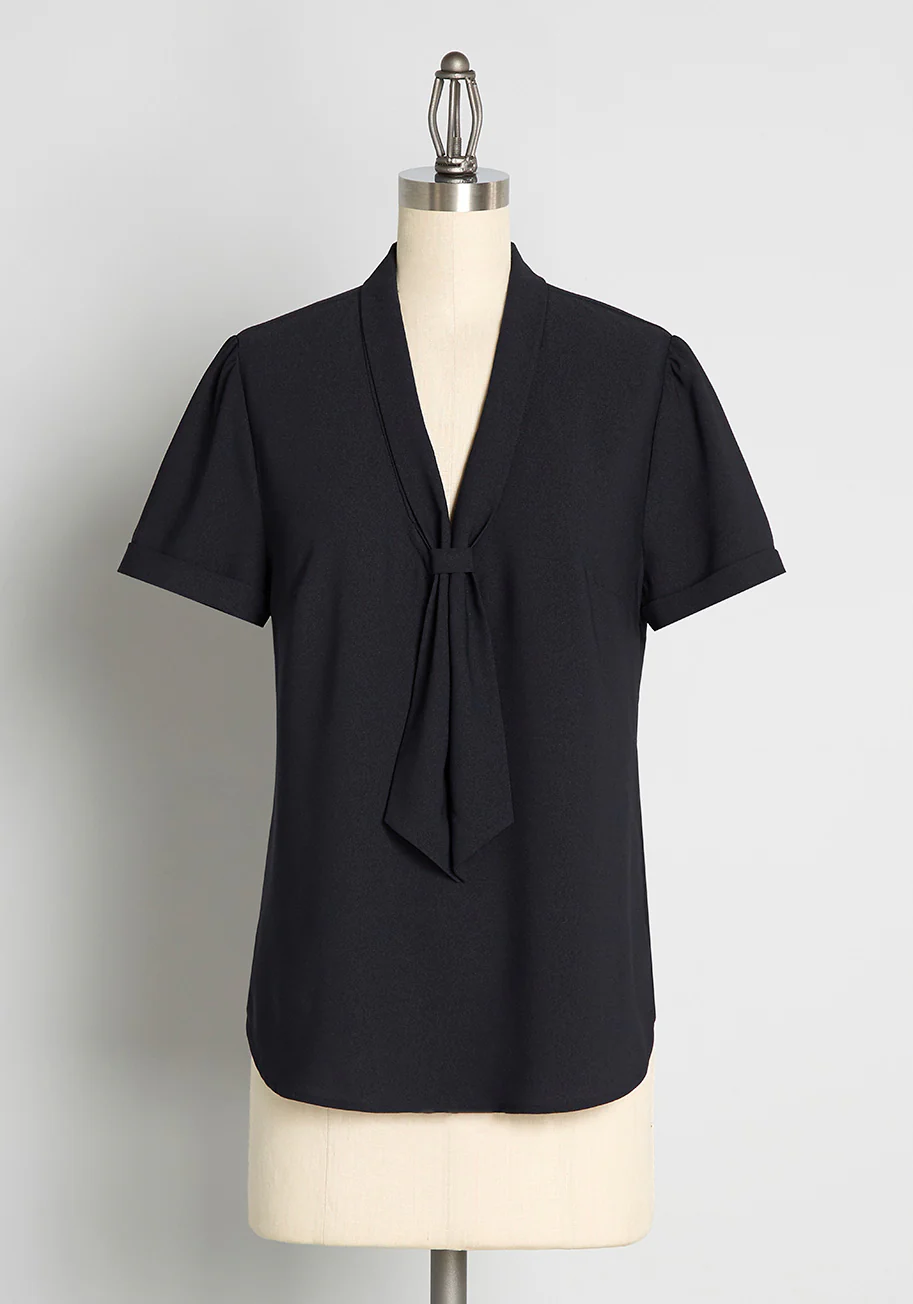 Polished and Playful Tie-Neck Blouse - Olabens