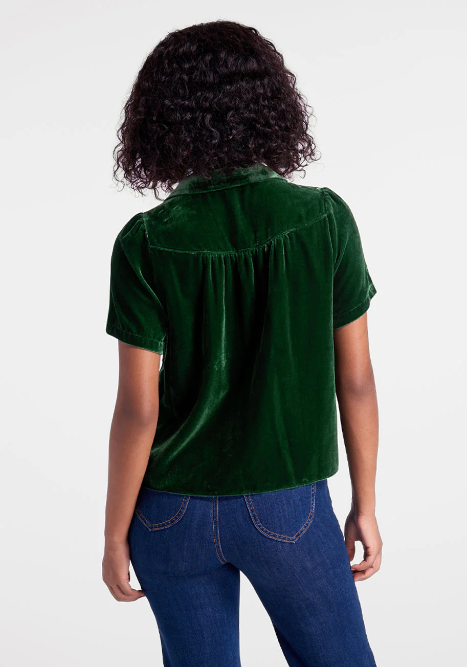 Made For Merriment Velvet Button-Up Top - Olabens