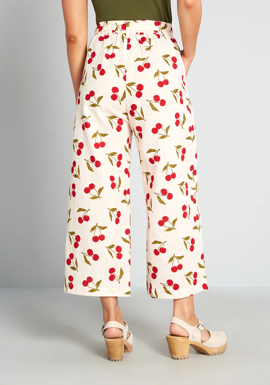 Cherries and Cream Wide-Leg Pants - Olabens