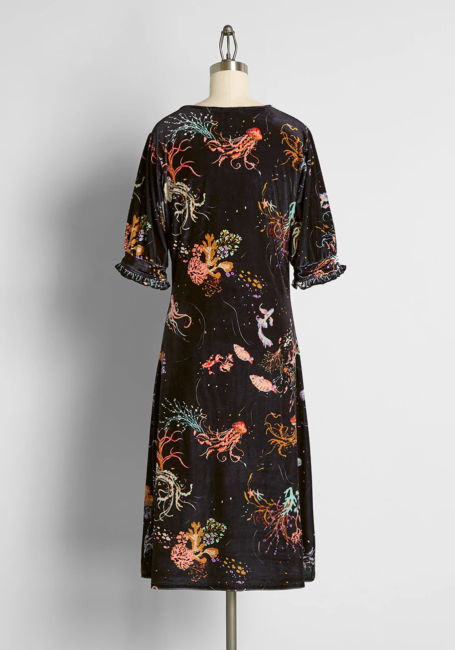Can't Go Unnoticed Velvet Midi Dress - Olabens