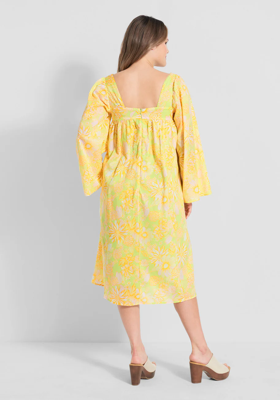 You Say Goodbye, I Say Yellow Midi Dress - Olabens