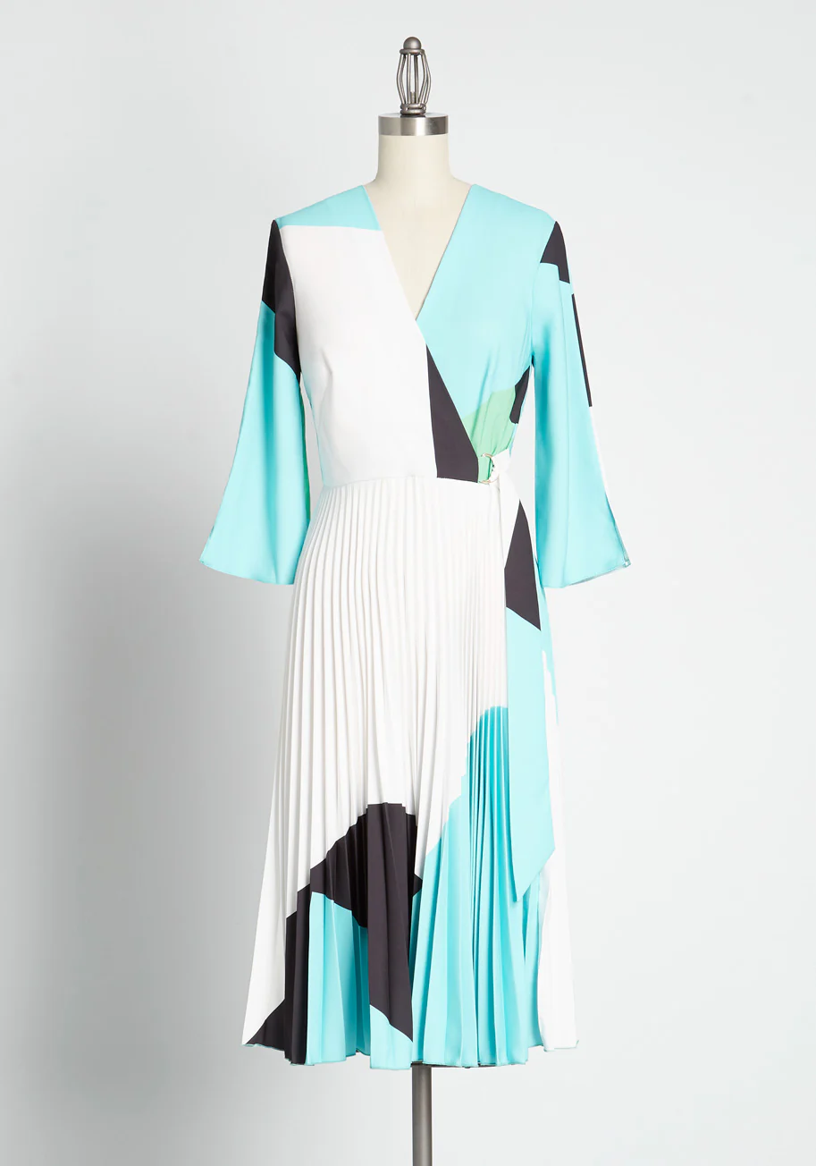 Opposites Abstract Faux-Wrap Dress - Olabens