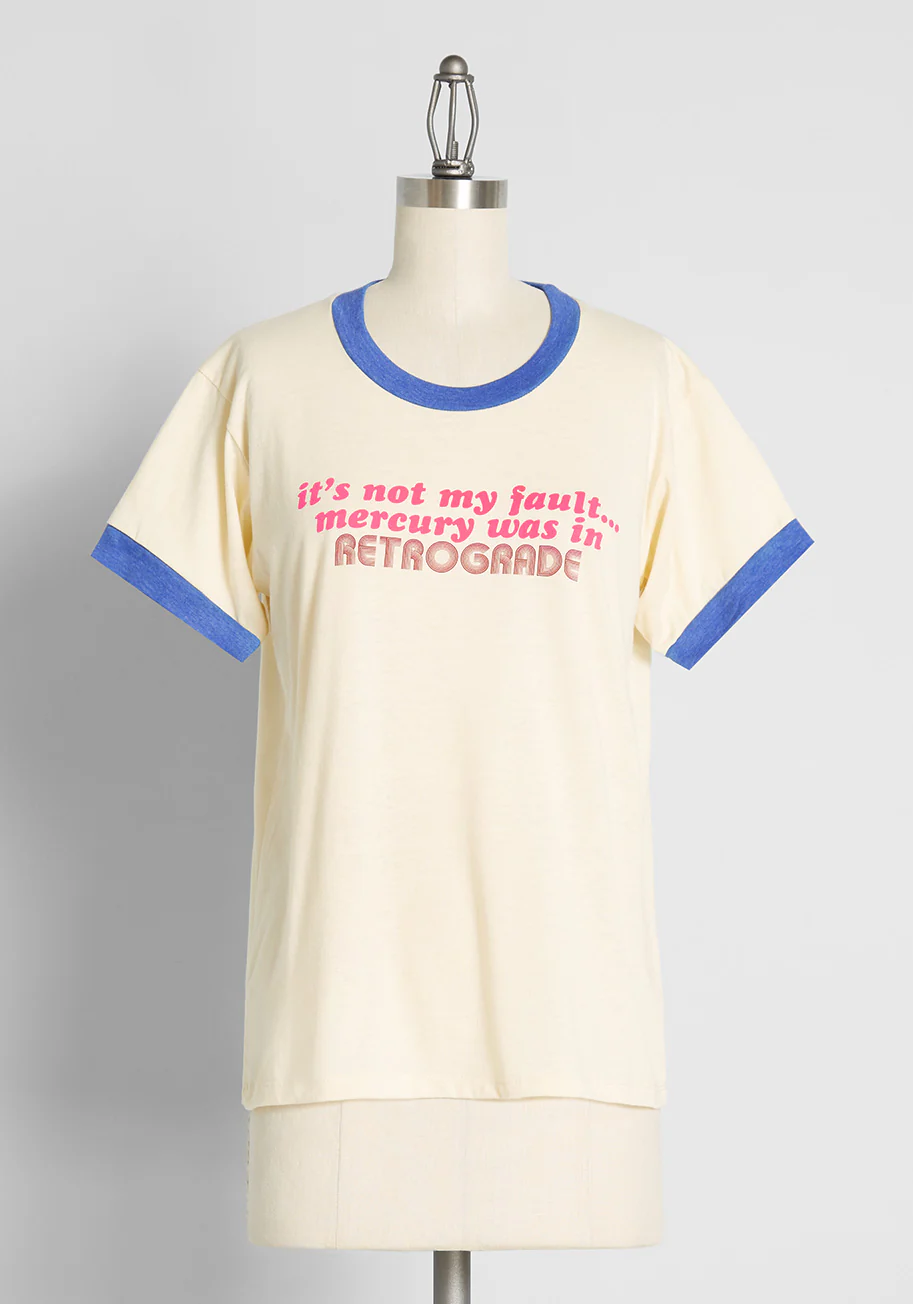 Mercury In Retrograde Graphic Ringer Tee - Olabens