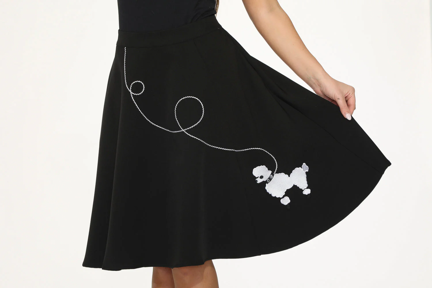 Black Embroidered Poodle Skirt - Olabens