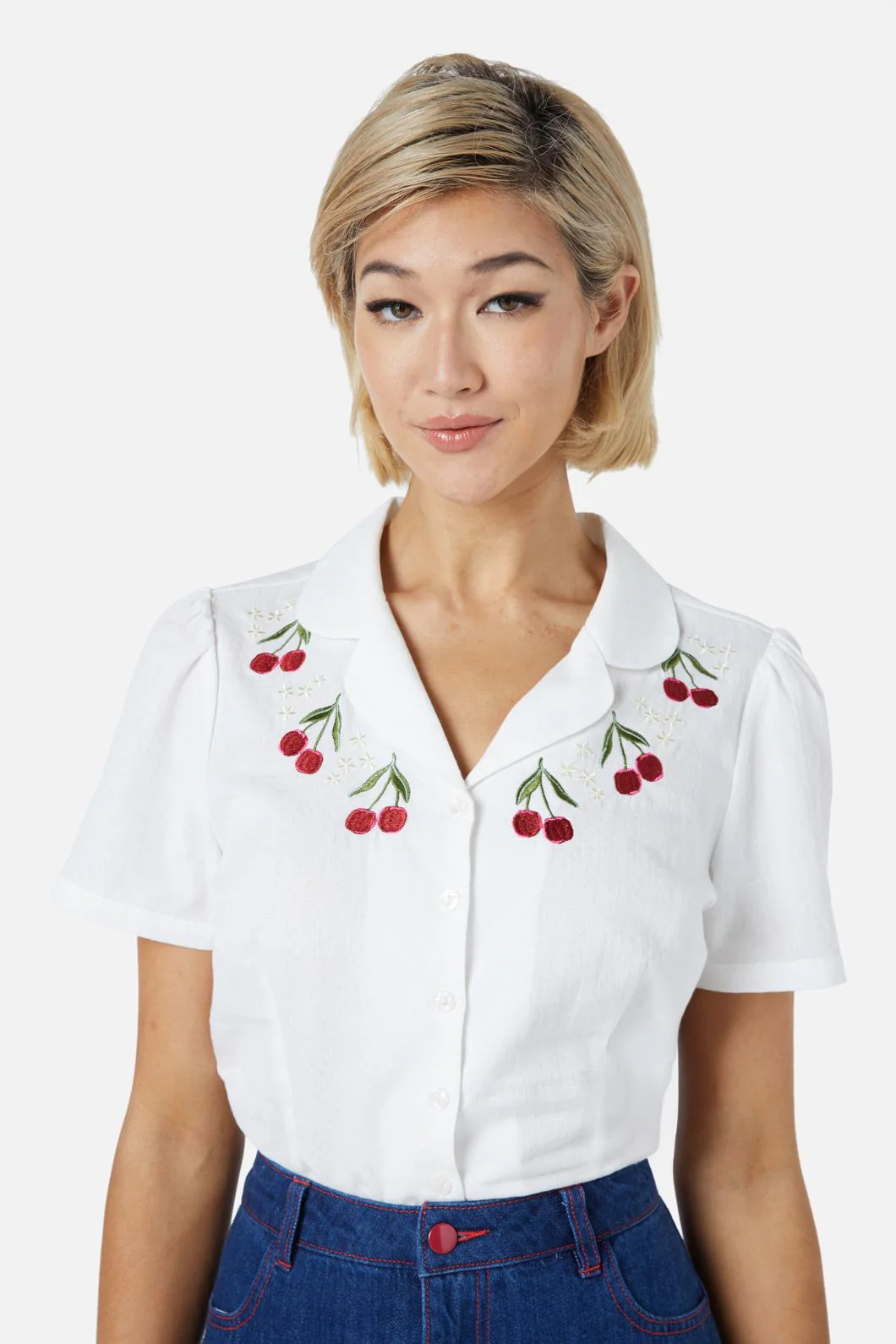Cherry Embroidered Blouse - Olabens