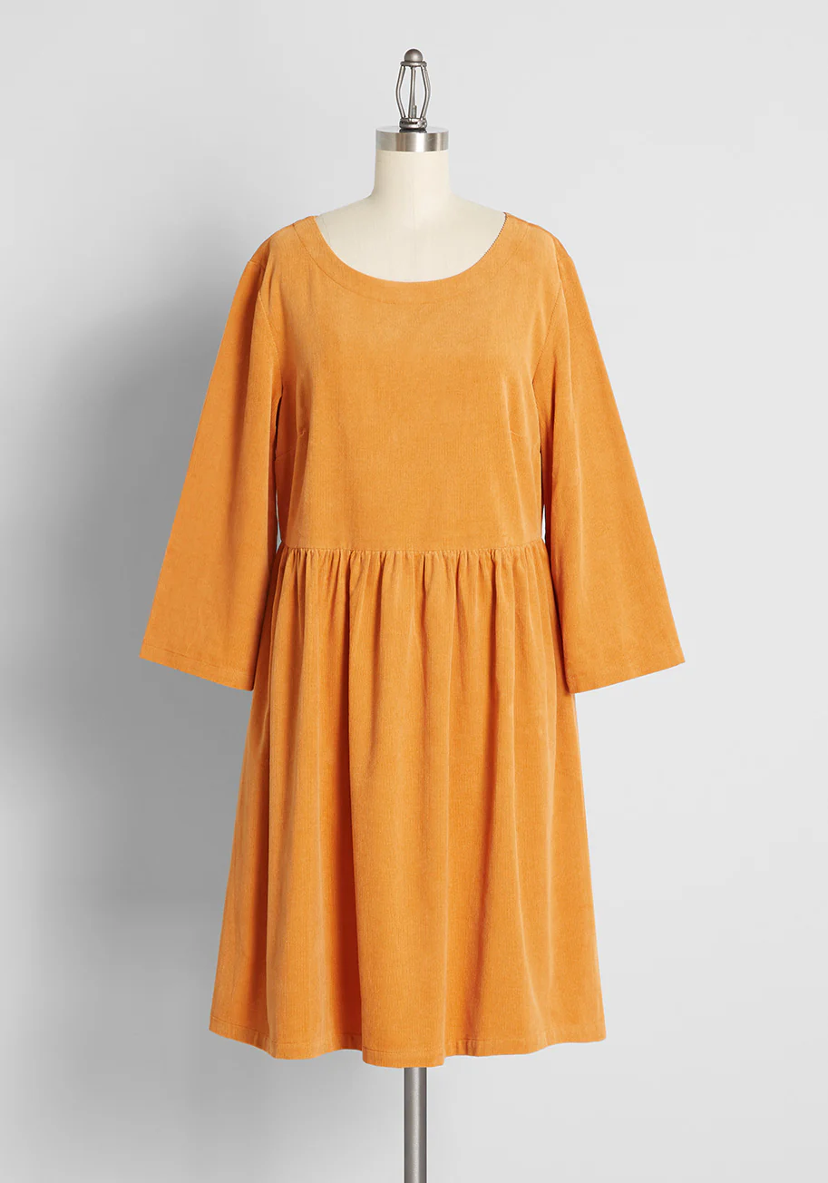 Corduroy For The Day Babydoll Dress - Olabens