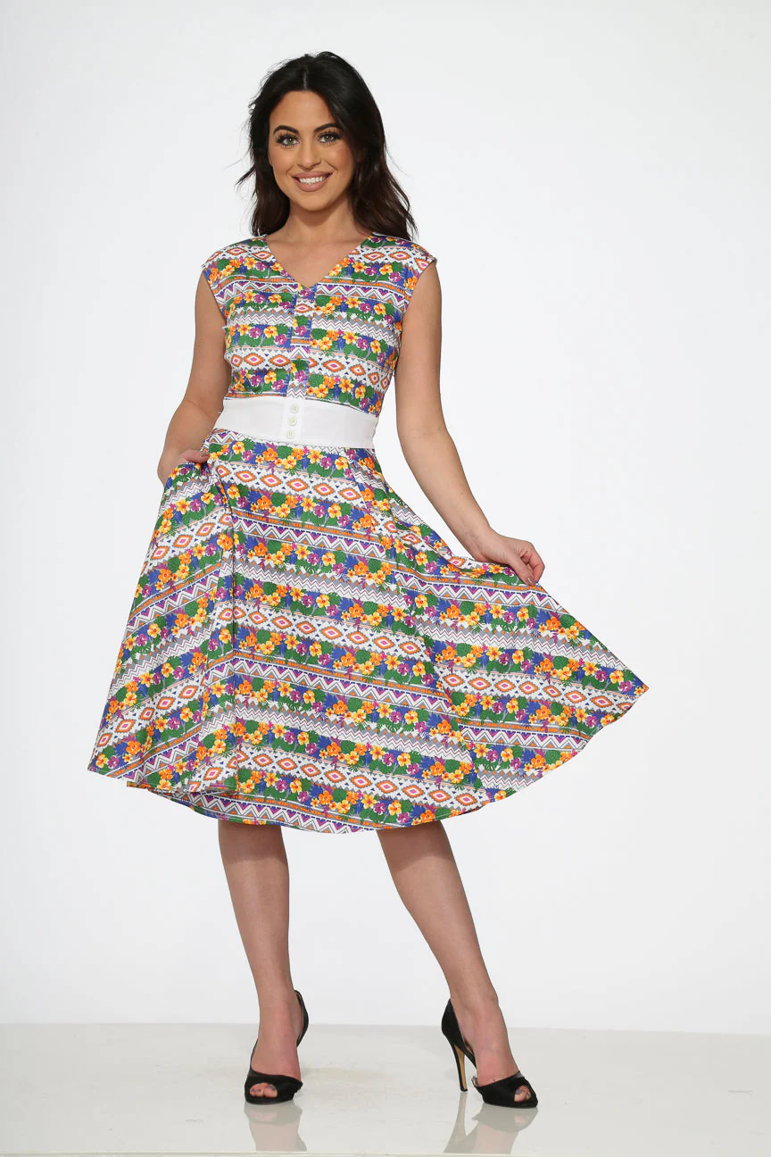 Purple Floral Swing Dress - Olabens