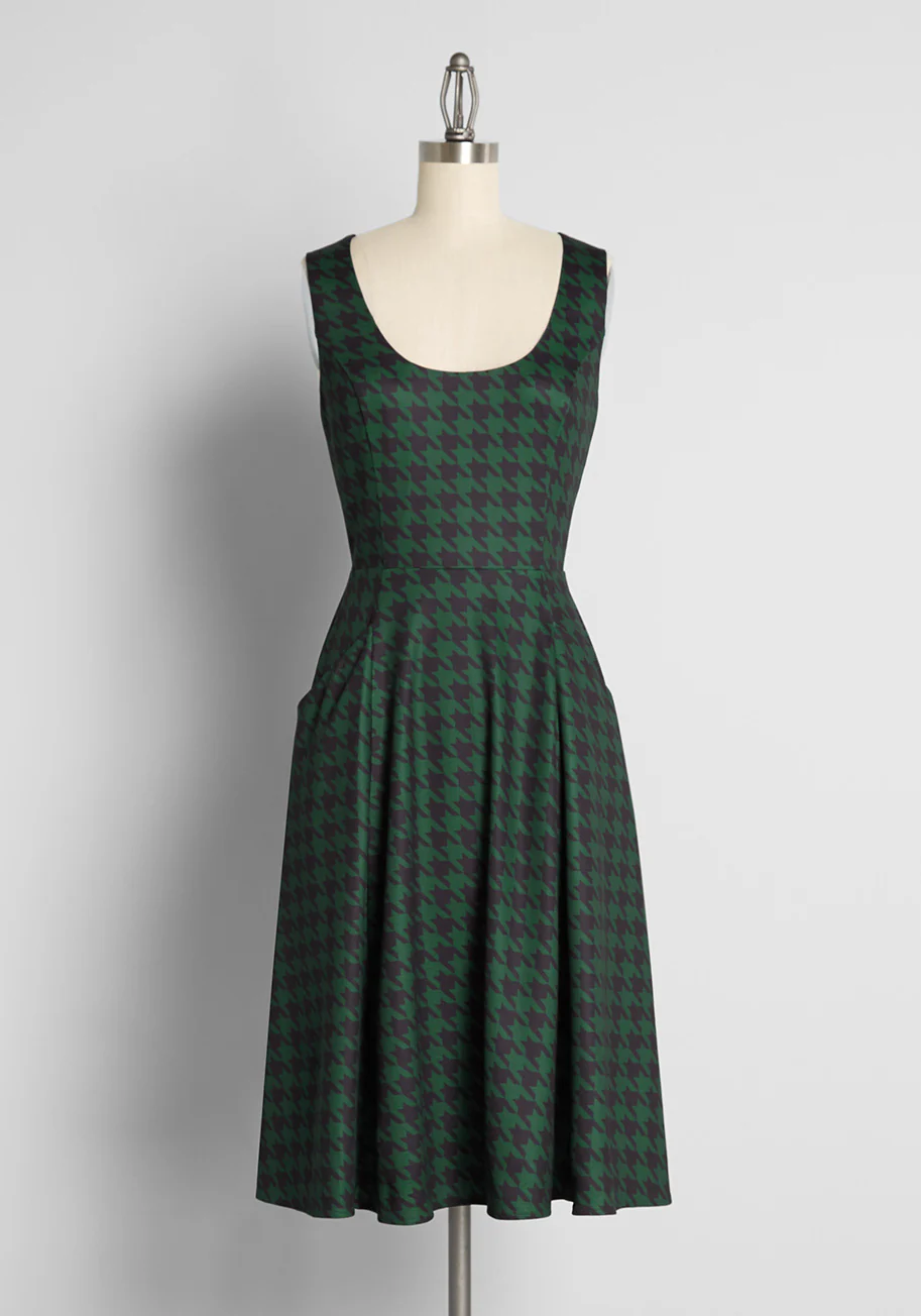 Winter Evergreen Rush Swing Dress - Olabens
