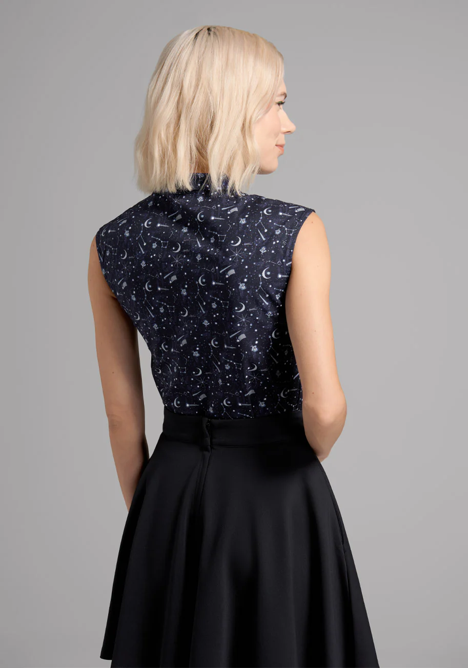 Cherished Constellations Tie-Neck Top - Olabens