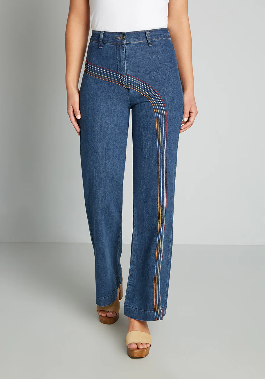 Rainbow With Me Wide-Leg Jeans - Olabens