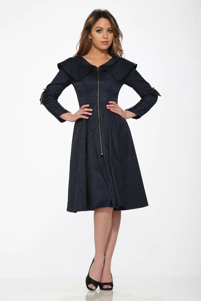 Blue Zipper Swing Dress - Olabens