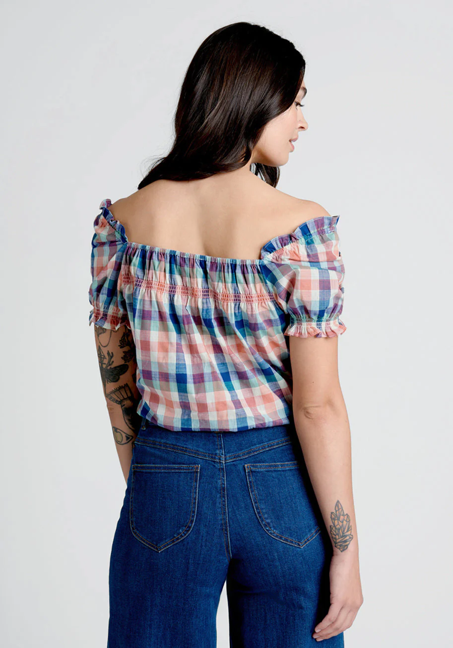 Smocked Crop Top Summer Madras - Olabens