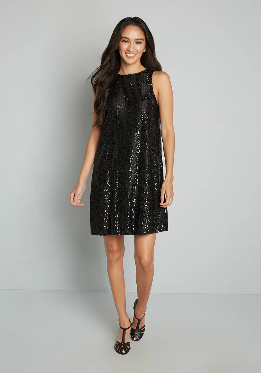 Shine and Dine Sequin Shift Dress - Olabens