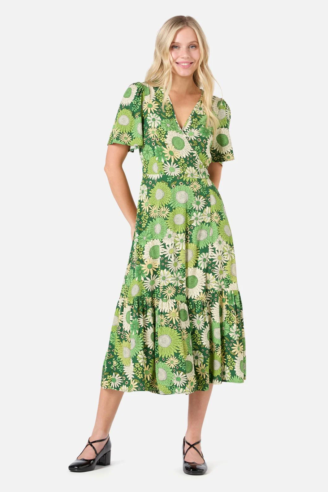 Viva Floral Midi Wrap Dress - Olabens