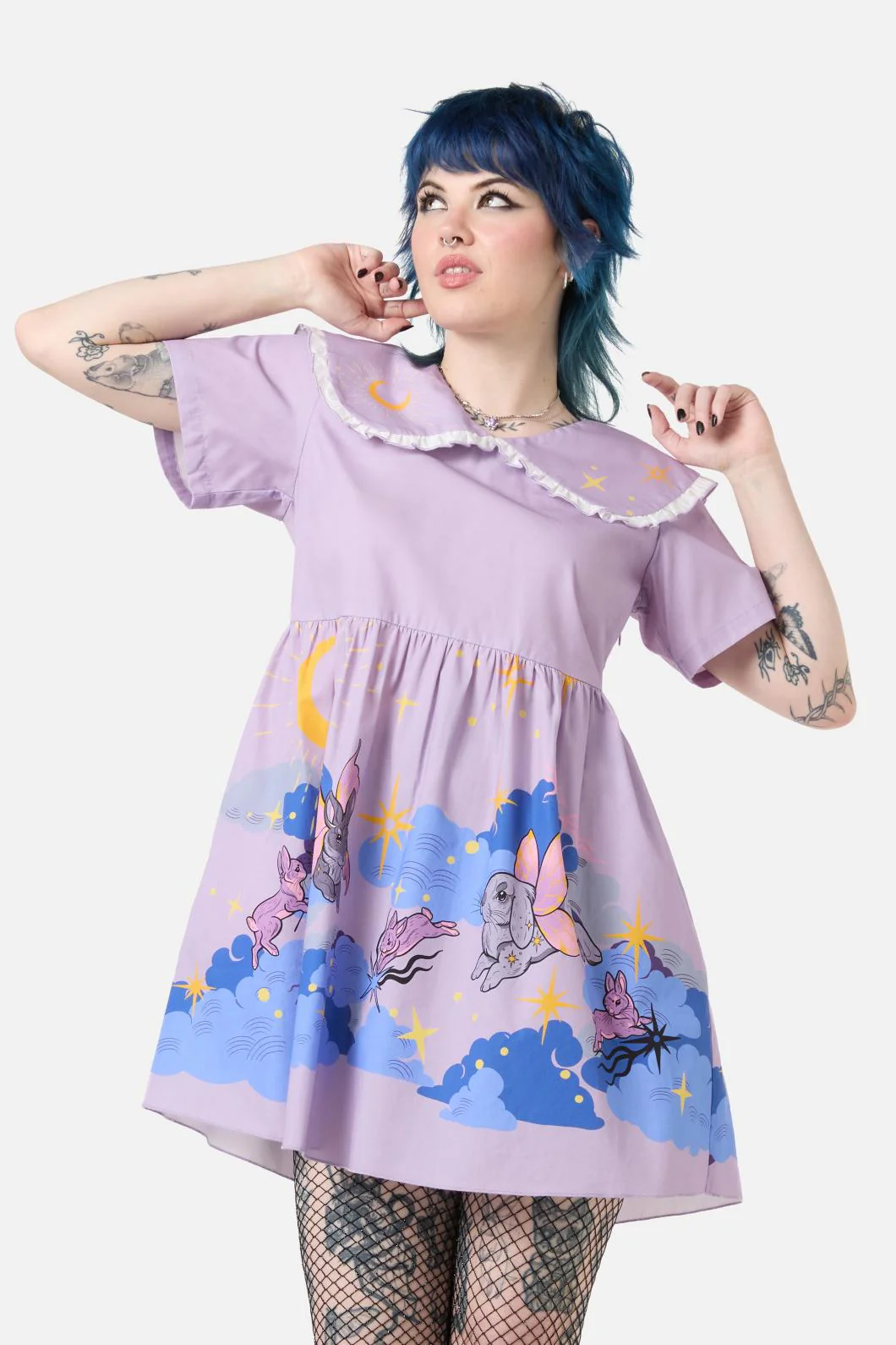Goodnight Bunny Border Dress - Olabens