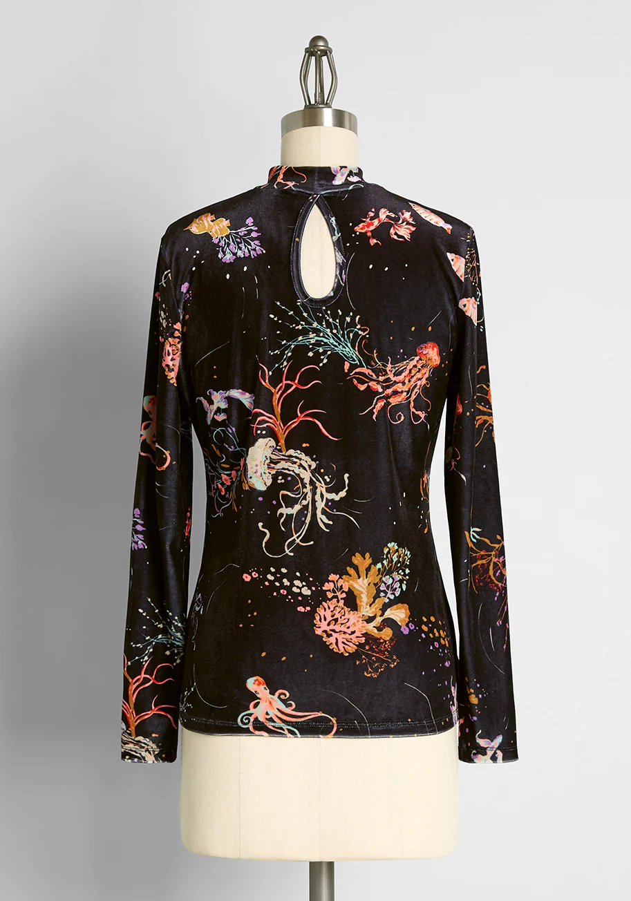 Lusting For The Limelight Velvet Mock Neck Top - Olabens