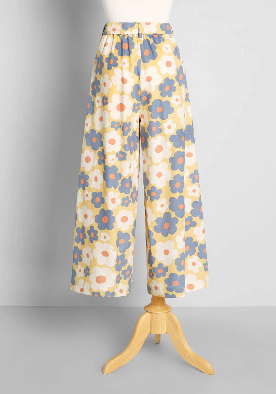 Blooming and Bubbly Wide-Leg Pants - Olabens