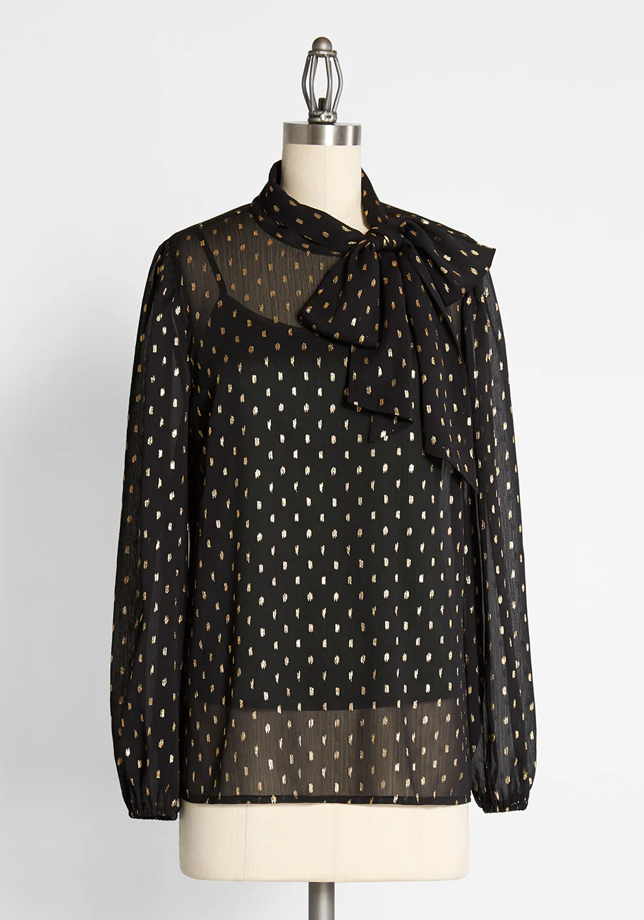 Long Term Goals Tie-Neck Blouse - Olabens