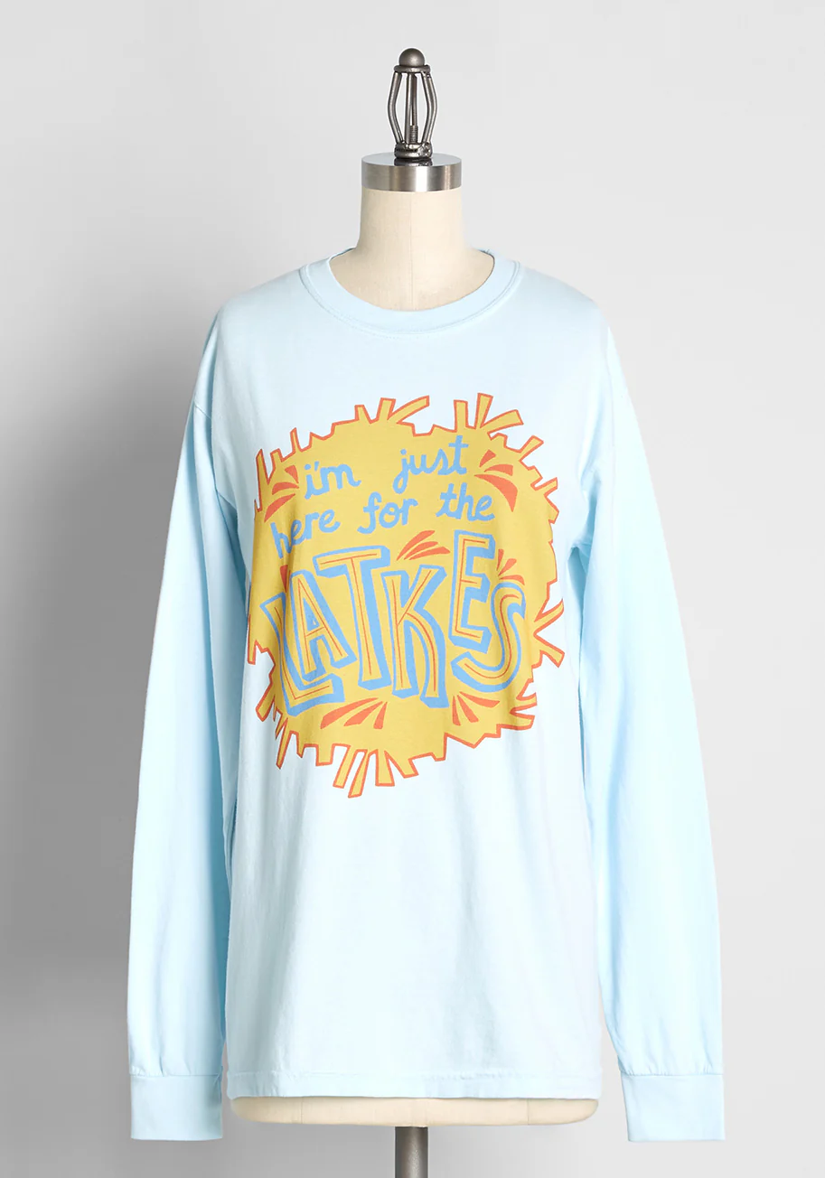 Here For the Latkes Long Sleeve Graphic Tee - Olabens