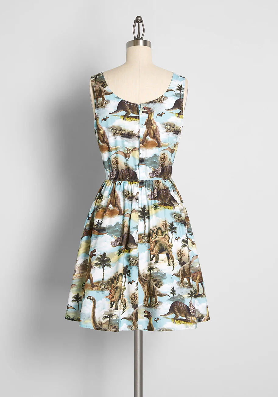 Prehistoric Presentation Fit and Flare Dress - Olabens