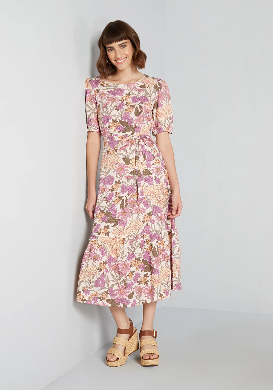 Sweet as Honey Floral Midi Dress - Olabens