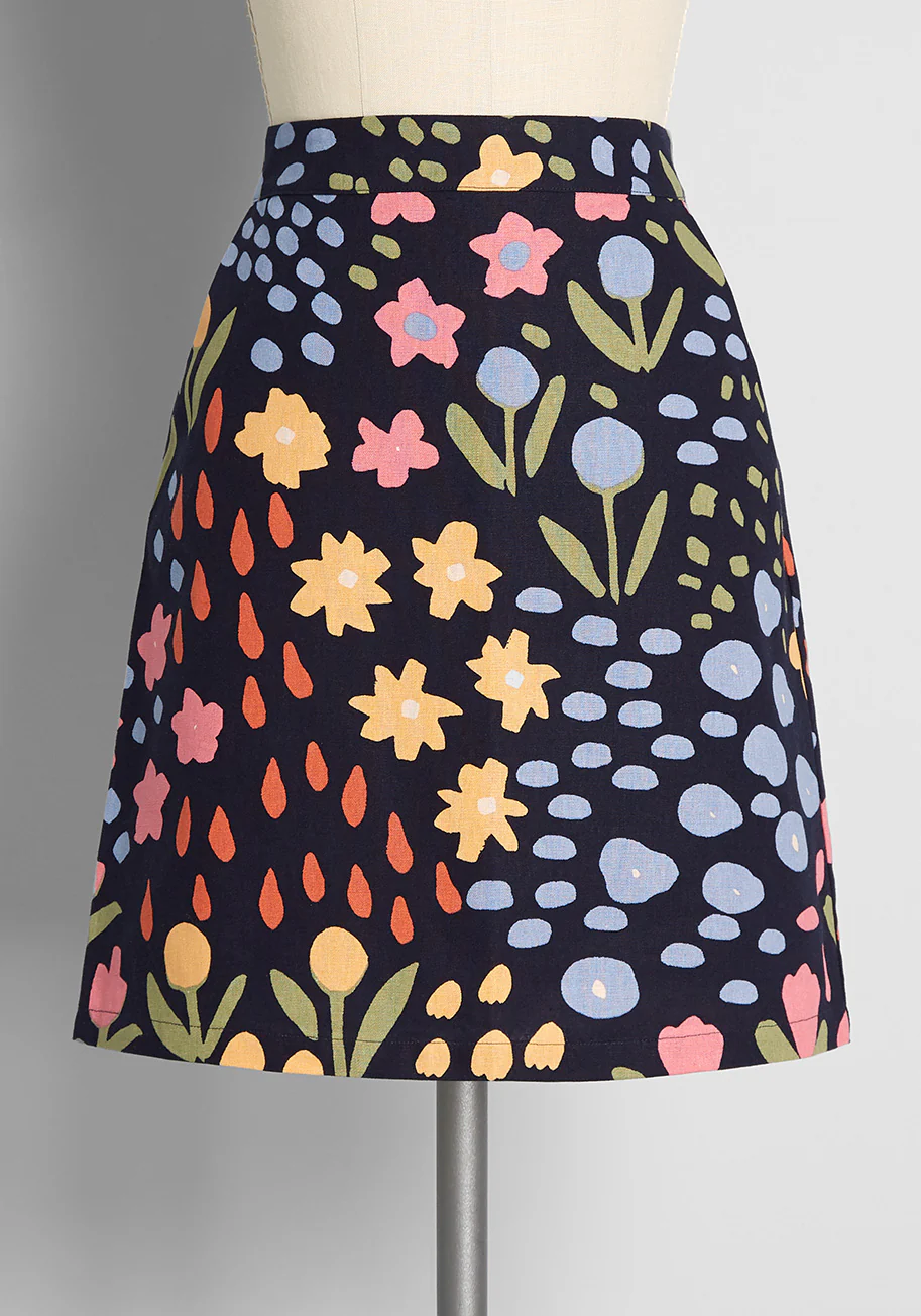 Abstract Flower Garden Mini Skirt - Olabens