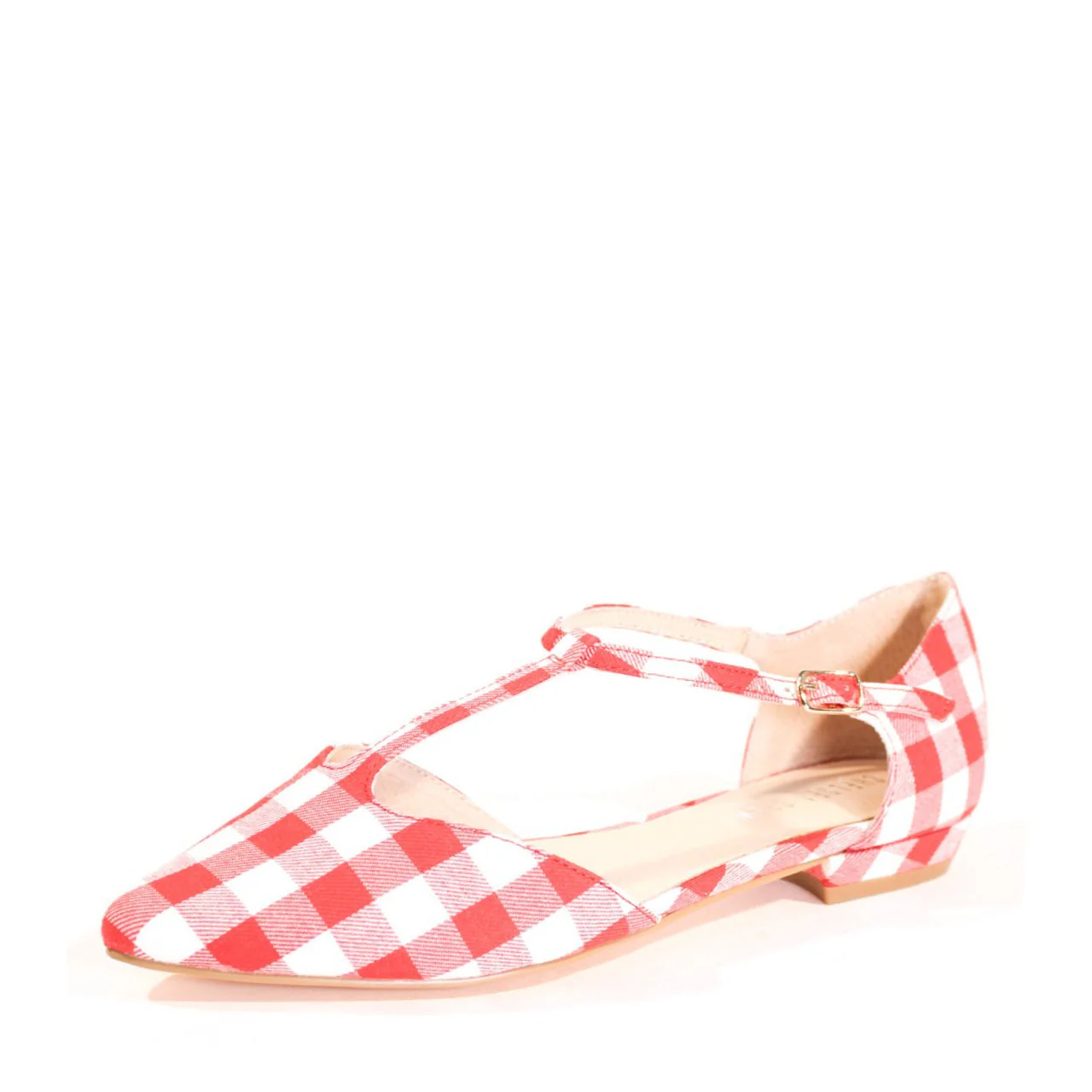 Garden Gingham T-Strap Flats - Olabens