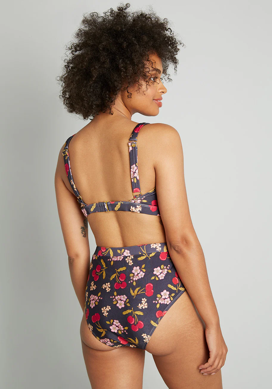 Cherry On Your Savored Sun High-Waisted Bikini Bottoms - Olabens