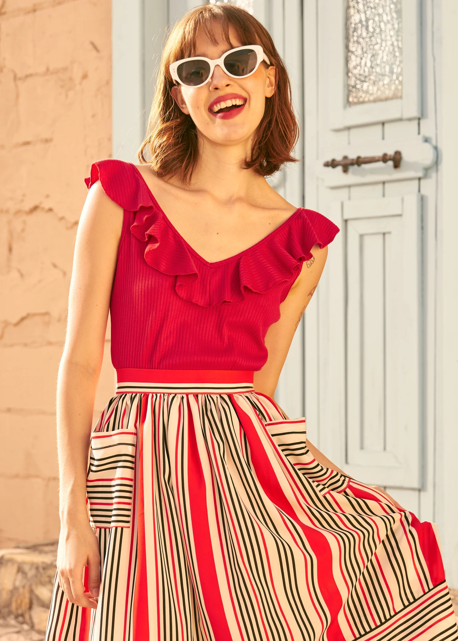 Ruffle Me This V-Neck Tank - Olabens