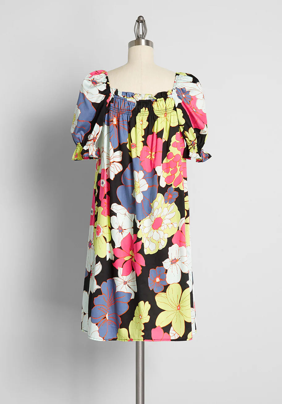 Summertime Garden Stories Smocked Mini Dress - Olabens