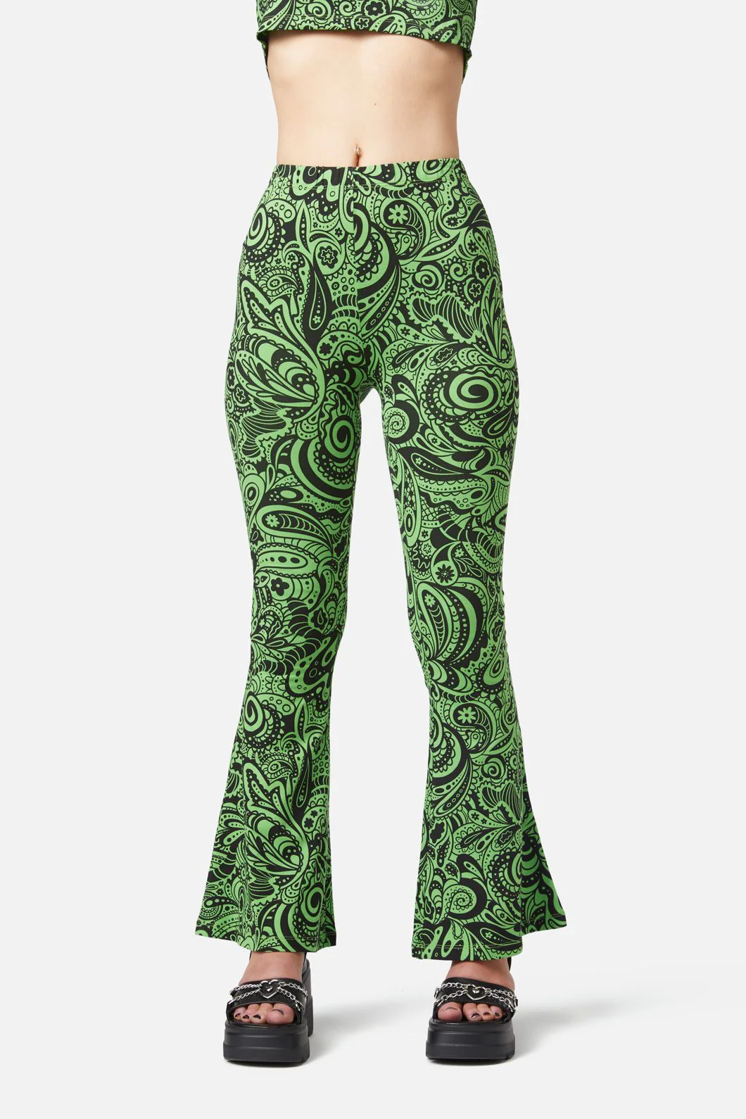Acid Paisley Jersey Flares - Olabens