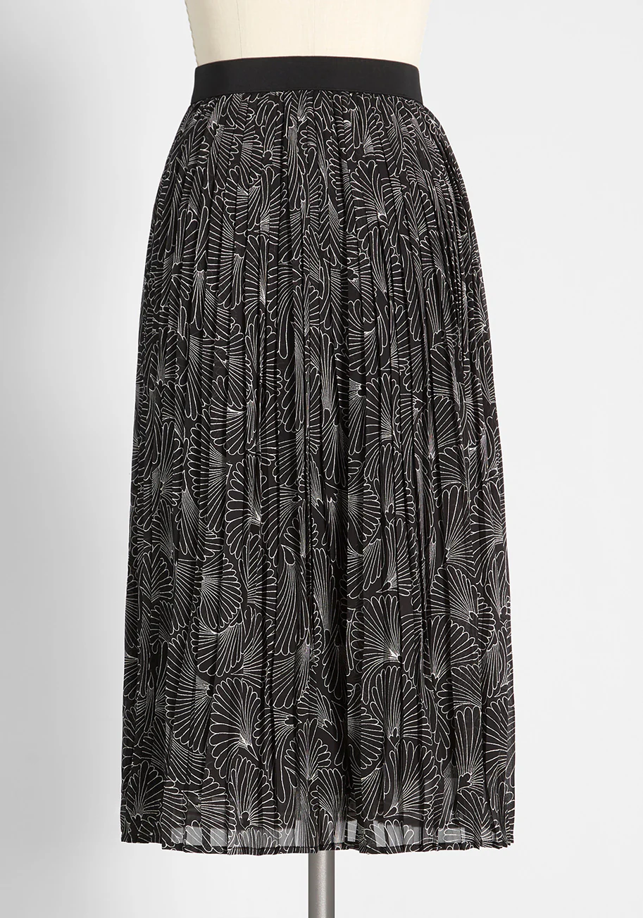 Beautifully Upbeat Pleated Midi Skirt - Olabens