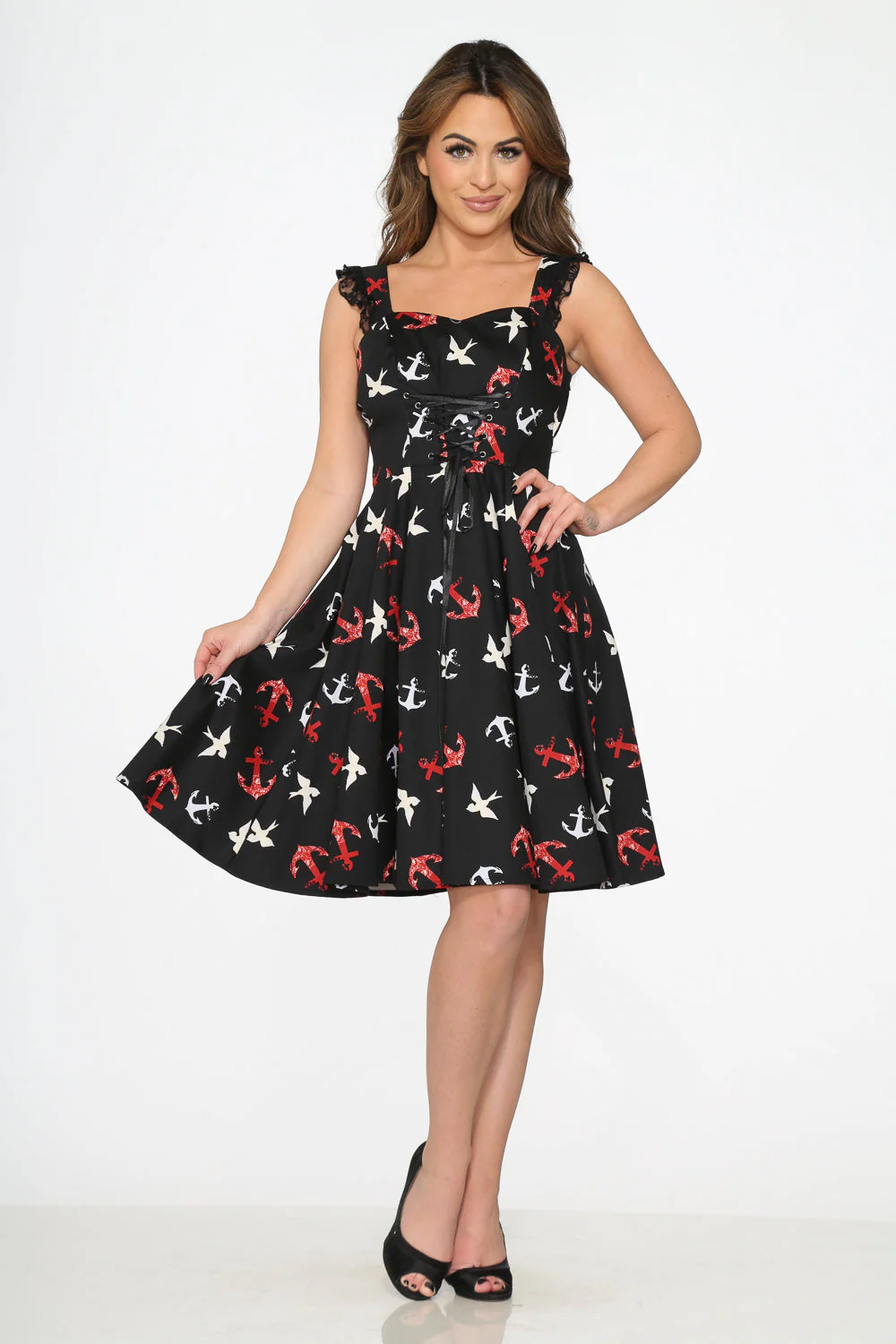 Black Swallow Swing Dress - Olabens