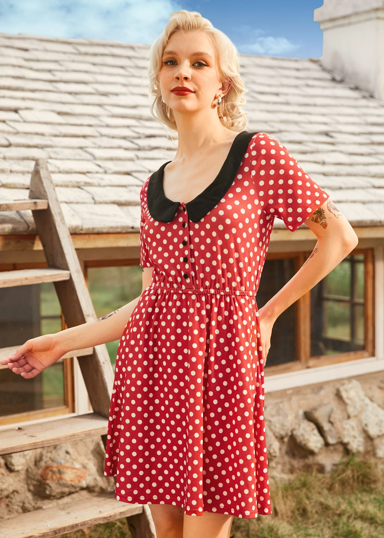 Dottie Delight Collared Dress - Olabens