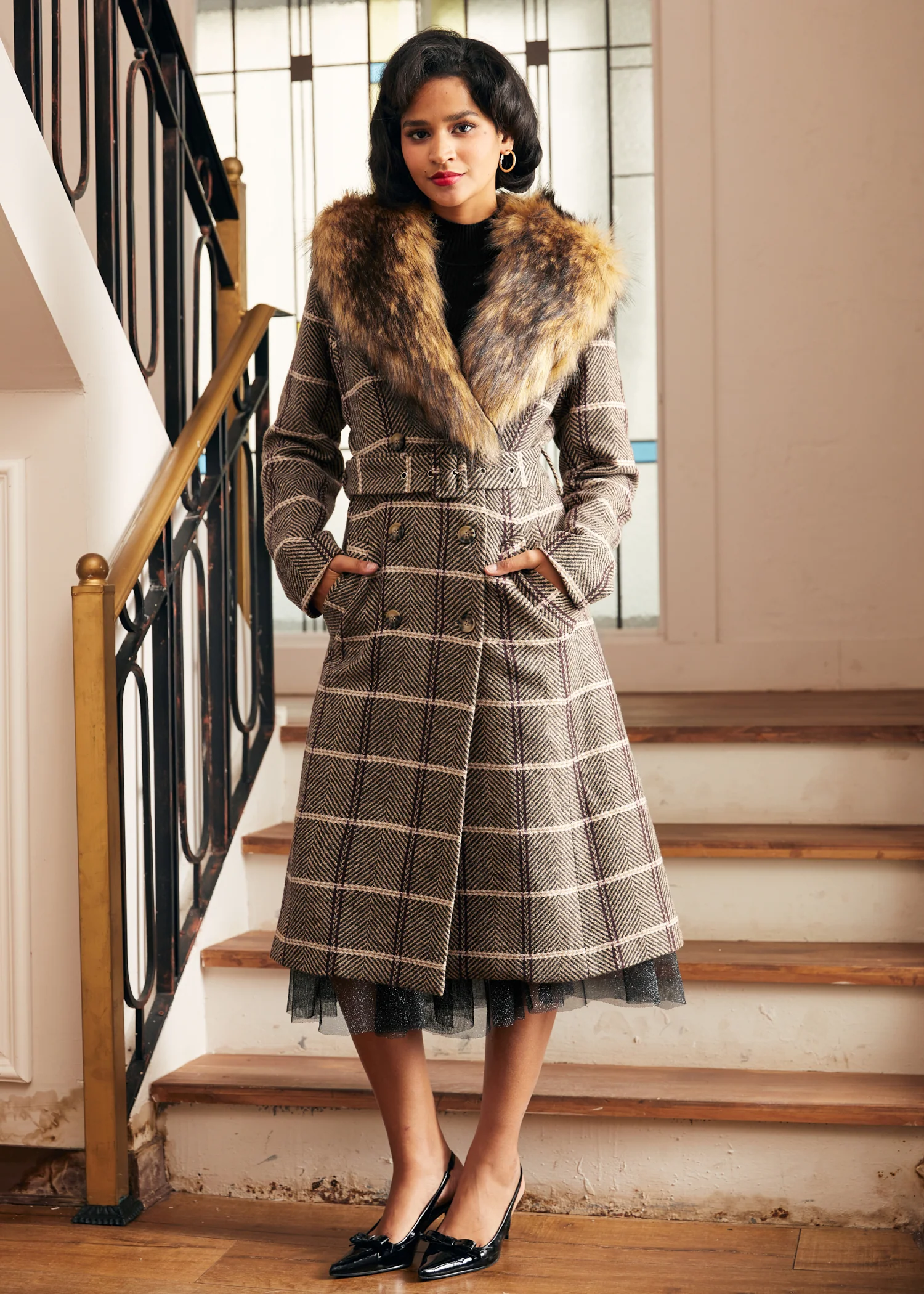 Elegance Reimagined Fur Trim Coat - Olabens